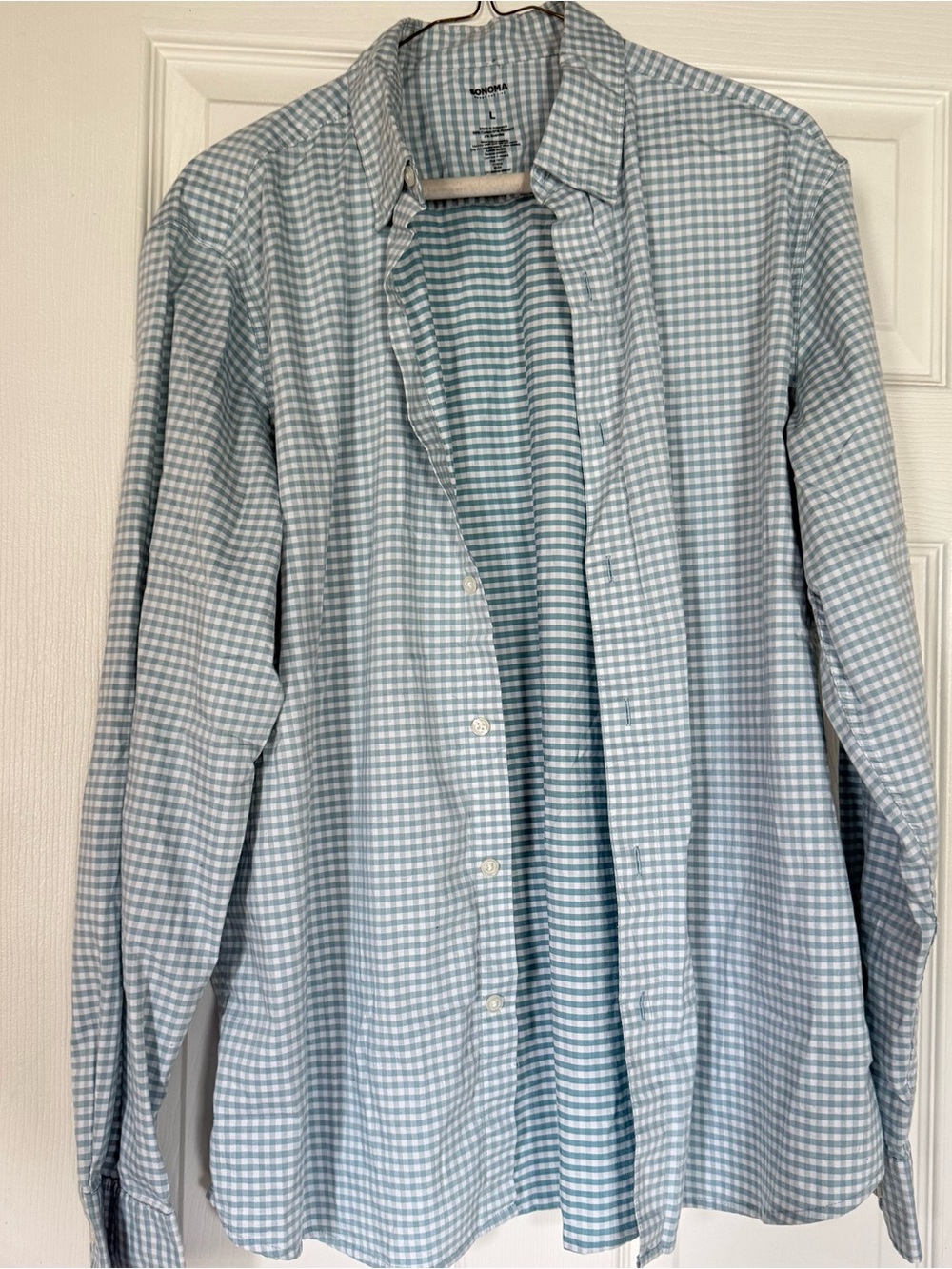 Sonoma Light Blue Gingham Button-Front Shirt Jacket